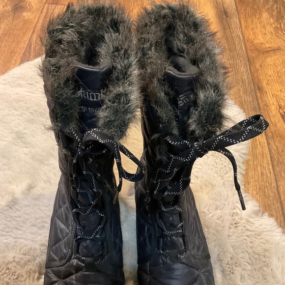 Columbia Boots Size 6.5 Summit Omni Grip 200 Gram Fill Waterproof Boots Fur Top - Picture 3 of 10